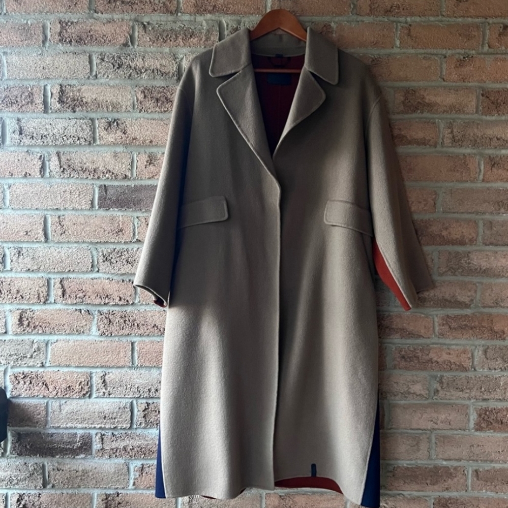 tan,rust,navy oversized wool coat